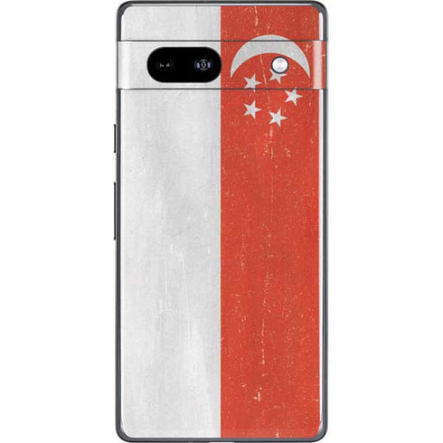 Singapore Flag Distressed Google Pixel 7a Skin